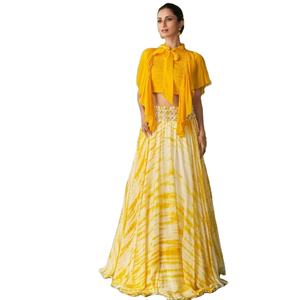 Dhwaja Export - Lehenga Choli de Seda Georgette Premium para Bodas, con Bordado Delantero y Trasero, para Mujeres Indias/Pakistaníes - Product Image 1