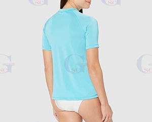 T-shirts décontractés pour femmes avec tissu extensible et protection UV, manches courtes, sublimation personnalisée, protection contre les éruptions cutanées imprimées pour femmes - Product Image 4