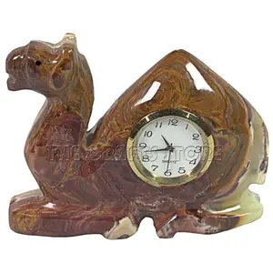 Natural Stone Marble Onyx Creative Animal Figurine Model Room Decorative Stone Clock Inlaid Hotel Stone Crafts