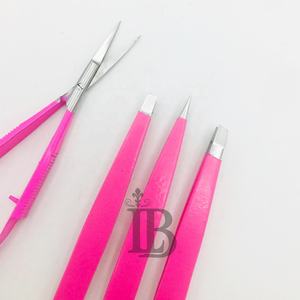 Nouvel ensemble de pinces à sourcils roses avec pointe argentée, mini-ciseaux à ongles à ressort, en acier inoxydable, logo personnalisé, ensemble de pinces à sourcils très vendu - Product Image 3