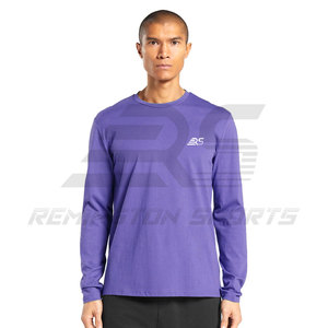 เสื้อยืดแฟชั่นแขนยาวคอกลมเข้ารูปสำหรับผู้ชายเสื้อยืดคอกลมแขนยาวสีพื้น - Product Image 1