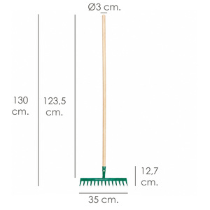 Rastrello da Giardino 14 Denti con Manico in Legno 130 Cm. - Product Image 2
