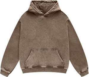 Pull à capuche pour homme lavé à l'acide en coton épais GSM 500 avec coupe carrée et sweat à capuche personnalisé à épaules tombantes pour hommes meilleur prix - Product Image 1