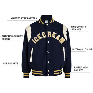 Veste universitaire avec manches en cuir, corps en mélange de laine, taille et couleurs personnalisées, idéale pour les équipes et les écoles - Product Image 3