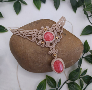 Collier Beige Sable Rhodochrosite Pierre Or Perles Fait Main Pendentif Pierre Précieuse Labradorite tour de cou, Collier Perle Pierre de Lune - Product Image 2