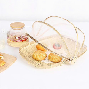 Panier de rangement en bambou fait à la main plateau tissé à la main pour l'emballage des aliments fruits pain légumes - Product Image 5
