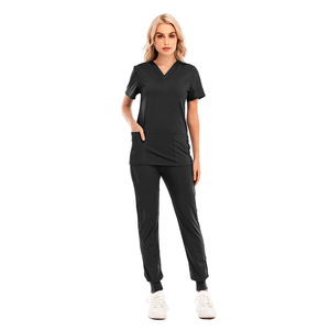 Vente à chaud de toile respirante confortable col en V fendu logo personnalisé filles hôpital gommage ensemble uniforme - Product Image 2