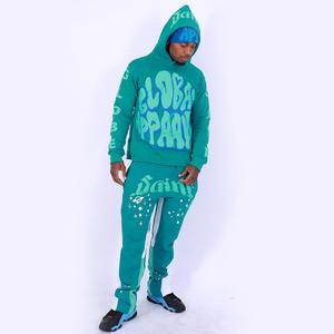 Streetwear OEM Vêtements de haute qualité Pantalon de jogging évasé Survêtement en polaire technique à impression bouffante pour hommes avec logo personnalisé - Product Image 5