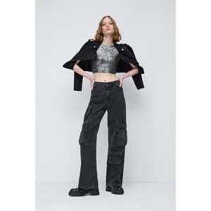 เสื้อเปิดหลังพิมพ์ลายกลิตเตอร์สไตล์ลำลองพร้อมโลโก้ด้านหน้า คอกลม แขนหมวก โพลีเอสเตอร์ - Product Image 3