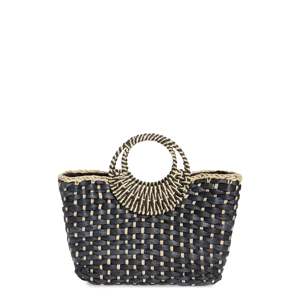 Borsa tote in paglia Nordstrom Norah, grande capacità, colore unico, con logo personalizzato, chiusura aperta, nera, per l'estate - Product Image 1