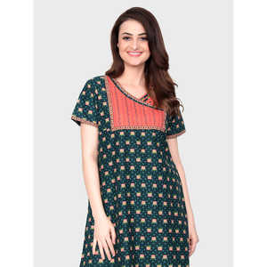 ชุดนอนผ้าฝ้ายพิมพ์ลายสำหรับผู้หญิง Evolove แขนสั้น ยาวเต็มตัว มีกระเป๋าข้าง ไซส์ XS ผ้าฝ้ายทอ 100% - Product Image 3