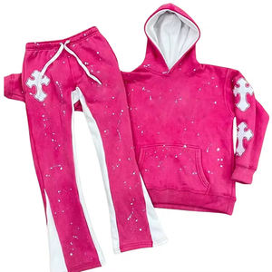 Chándal bordado desgastado para hombre, Sudadera con capucha y conjunto de pantalón, chándal de lavado ácido serigrafiado de ELEGANT SPORTS - Product Image 6