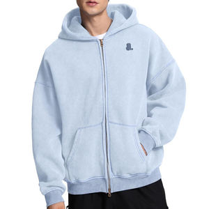 Sudadera con Capucha y Cierre de Cremallera para Hombre, Estilo Lavado Ácido, Corte Regular, Felpa, 100% Algodón, Transpirable, Secado Rápido, Servicio OEM - Product Image 1