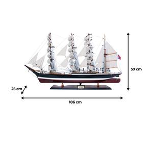 Modelo de barco de madera Sedov pintado a mano con velas curvas, decoración artesanal para el hogar, letrero de pared, caja de madera, regalo para entusiastas de la náutica - Product Image 1