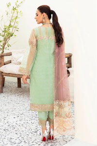 Robe en mousseline de soie de haute qualité pour femmes Salwar Kameez vêtements de fête tissu Viscose très élégant et élégant - Product Image 3