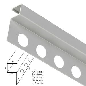 Square Metal Edge Guard, Glossy Finish, 2.6 Meter Bar - Product Image 1