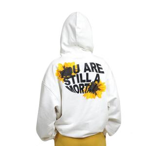 Venta al por mayor 480 GSM French Terry hombres pulóver con capucha transpirable blanco Streetwear personalizado pantalla impresa bordada de gran tamaño - Product Image 1