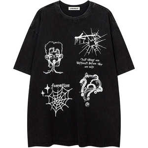 เสื้อยืดผ้าฝ้ายสำหรับผู้ชายเสื้อยืดคอกลมทรงหลวมเปิดไหล่280gsm หนาทรงหลวมสำหรับผู้ชาย - Product Image 6