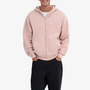 Custom High Quality Cotton 300gsm Heavyweight Hoodies Wholesale Blank Custom <b>Fleece</b> <b>Zip</b> <b>Up</b> Oversized Hoodies For <b>Men</b> - Product Image 1