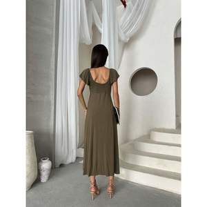Robe décontractée en viscose unie kaki Topshow, produit en gros - Product Image 1