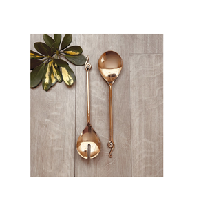 Pinzas para ensalada de cobre Servidores de ensalada con mango anudado Mezcla Cena Tenedor Cuchara Mango largo calidad superior - Product Image 1