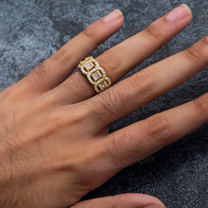Anillo de Número con Incrustaciones de Moissanita en Plata de Ley 925, Joyería de Lujo Estilo Hip Hop, Unisex, Chapado en Oro Rosa/Amarillo/Blanco, Engaste de Garras - Product Image 3