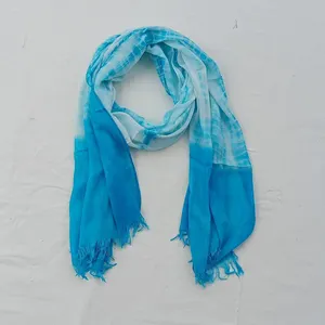 Blu e bianco astratto Tie & Dye modello stampato digitale sciarpe di design in cotone modale aspetto estremo con sciarpa morbida