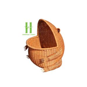 Bamboo Storage <b>Basket</b> <b>Lid</b> Cute Animal Organizer Series Handcrafted Eco-Friendly Flexible Clothing Storage Holder OEM Vietnam - Product Image 6