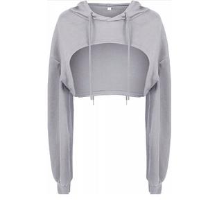 Nouveau design 2025 Crop femmes sweat à capuche couleur unie respirant écologique pull à capuche décontracté avec Logo personnalisé BD - Product Image 5