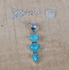 Turquoise Gemstone Gros Pendentif 925 Sterling Silver Fine Jewelry Pendentif Avec 925 Timbre Argent Femmes Pendentif Bijoux - Product Image 4
