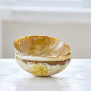 HF Crafts Hecho a mano Cuerno de búfalo natural Cuenco para servir Precio al por mayor Tonos terrosos cálidos Herramienta de ensalada de raíces bohemias - Product Image 4