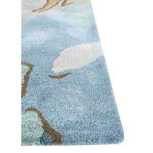 Hacienda Blue <b>Hand</b> <b>Tufted</b> Wool & Viscose <b>Rug</b> Floral Pattern for Home Use-Taq-113(Md) - Product Image 4