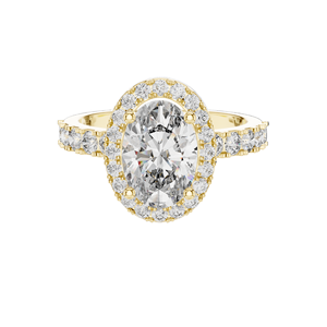 Bague de fiançailles pour femme avec diamant de laboratoire ovale de 2,44 carats, taille halo, VVS-VS EF CVD, or 18 carats, 14 carats, 10 carats et argent 925, rose - Product Image 1