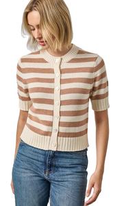 Cárdigan de Punto de Primera Calidad para Mujer, Nuevo Modelo de Primavera, Corto, Color Sólido, Cuello Redondo, Cierre de Botón, Estilo Urbano, 100% Poliéster - Product Image 4