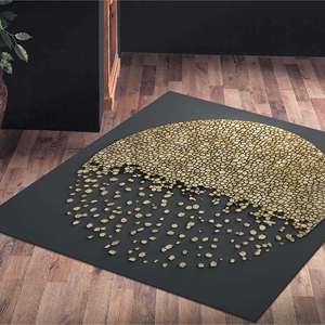 Tapis imprimé abstrait, tapis de bain moderne de luxe noir antidérapant, tapis doux non tissé - Product Image 5