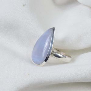 แหวนแฟชั่นอาเกตลูกไม้สีฟ้าแหวนเงิน925สำหรับผู้หญิงแหวนเงินสเตอริงลูกไม้สีฟ้าเครื่องประดับแหวนแฮนด์เมด - Product Image 3