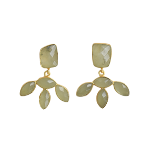 Pendientes de Oro de 18K/14K con Prehnita, Calcedonia y Perla de Agua Dulce, con Engaste de Bisel en Forma de Mariposa para Aniversario - Product Image 1
