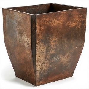 Vintage Bloom Vessel with Antique Patina Finish and <b>Ornamental</b> Filigree Edging Crafted in Solid Metal for Elegant Indoor Foyer - Product Image 1