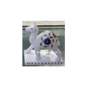รูปปั้นสัตว์รูปอูฐฝังหินอ่อนสีขาวสำหรับเป็นของขวัญเพื่อธุรกิจและของตกแต่งบ้าน - Product Image 1
