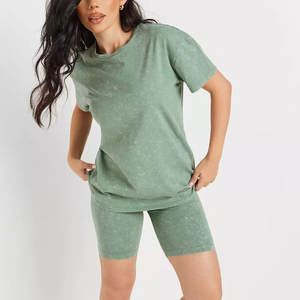 Custom made Summer casual wear 100% cotton Oversized T Shirt & Biker Shorts Set 2 Piece Outfits biker set for women's - Product Image 5