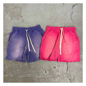 Custom Men's Gym Sweat Shorts 100% algodón Sun Faded Wash Raw Hem Patrón sólido Estilo casual con decoración - Product Image 6