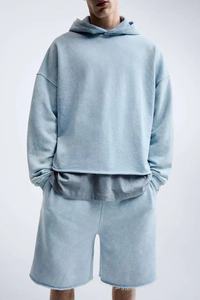 เสื้อฮู้ดซิปเทอร์รี่สำหรับผู้ชายเสื้อครอปขนาดผู้ใหญ่ชุดวอร์มบ็อกซี่มีซิปผลิตตามสั่ง - Product Image 2