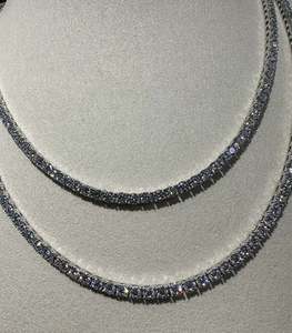 VVS Moissanite สร้อยเทนนิส925เงินสเตอร์ลิง3มม. 24นิ้วสร้อยคอไข่มุก - Product Image 5