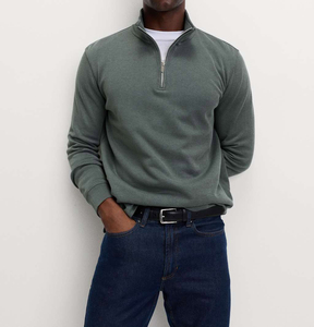 400 500 Gsm plaine luxe surdimensionné sweat pull hommes personnalisé surdimensionné Streetwear poids lourd hommes demi fermeture éclair sweat OEM - Product Image 1