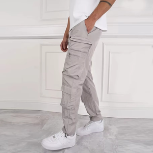 Pantalones Cargo Casuales de Moda Urbana para Hombre, Ecológicos, Transpirables, de Tela de Poliéster de Punto, Corte Holgado, Cierre con Cordón - Product Image 2