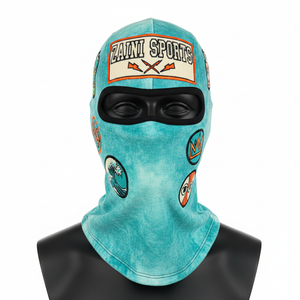 Balaclava d'hiver pour femme en tissu acrylique extensible, ornée de strass, noire, intégrale, avec transfert thermique personnalisé - Product Image 1