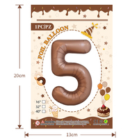 Vente directe papier carte 32 pouces 0-9 Caramel crème chocolat Vintage couleur numéro ballon joyeux anniversaire fête décoration ballons