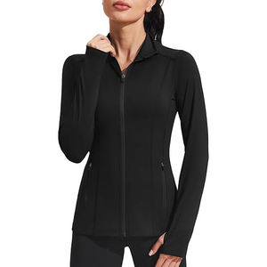 Veste de sport légère à fermeture éclair intégrale pour le yoga, mélange de nylon et de spandex extensible, haut de sport confortable pour femmes - Product Image 1