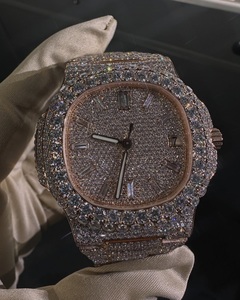 Reloj de Diamante Moissanite VVS1 en Oro Rosa, Reloj de Cuarzo de 40 mm con Esfera de Cristal de Zafiro, Caja de Acero Inoxidable, Reloj de Buceo de Lujo para Adultos - Product Image 1