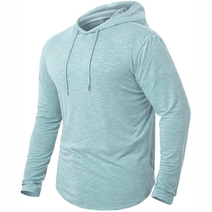 Sweat-shirt fin vert menthe pour homme, léger et chiné, avec capuche, couleur aqua clair - Product Image 3